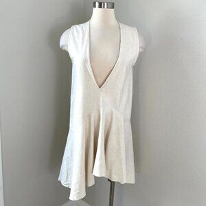 Maurie + Eve Womens 4 Linen Cotton Blend Low V Neck Mini Dress Sleeveless